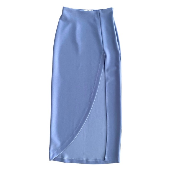 Abercrombie & Fitch Spring Summer Elevated Blue Slit Midi Skirt Women's Size XXS - Picture 3 of 13